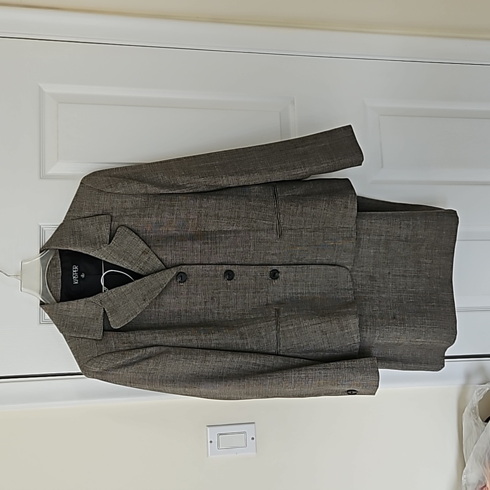 Ladies Kasper size 14 skirt suit black white small checked pattern